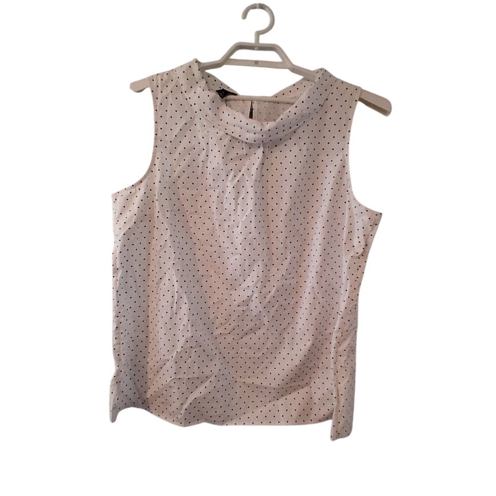 Talbots White Polka Dot Sleeveless Cowl Neck Camisole